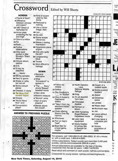 daily crossword nytimes